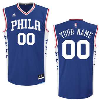 Men & Youth Customized Philadelphia 76ers adidas Royal Replica Road Jersey